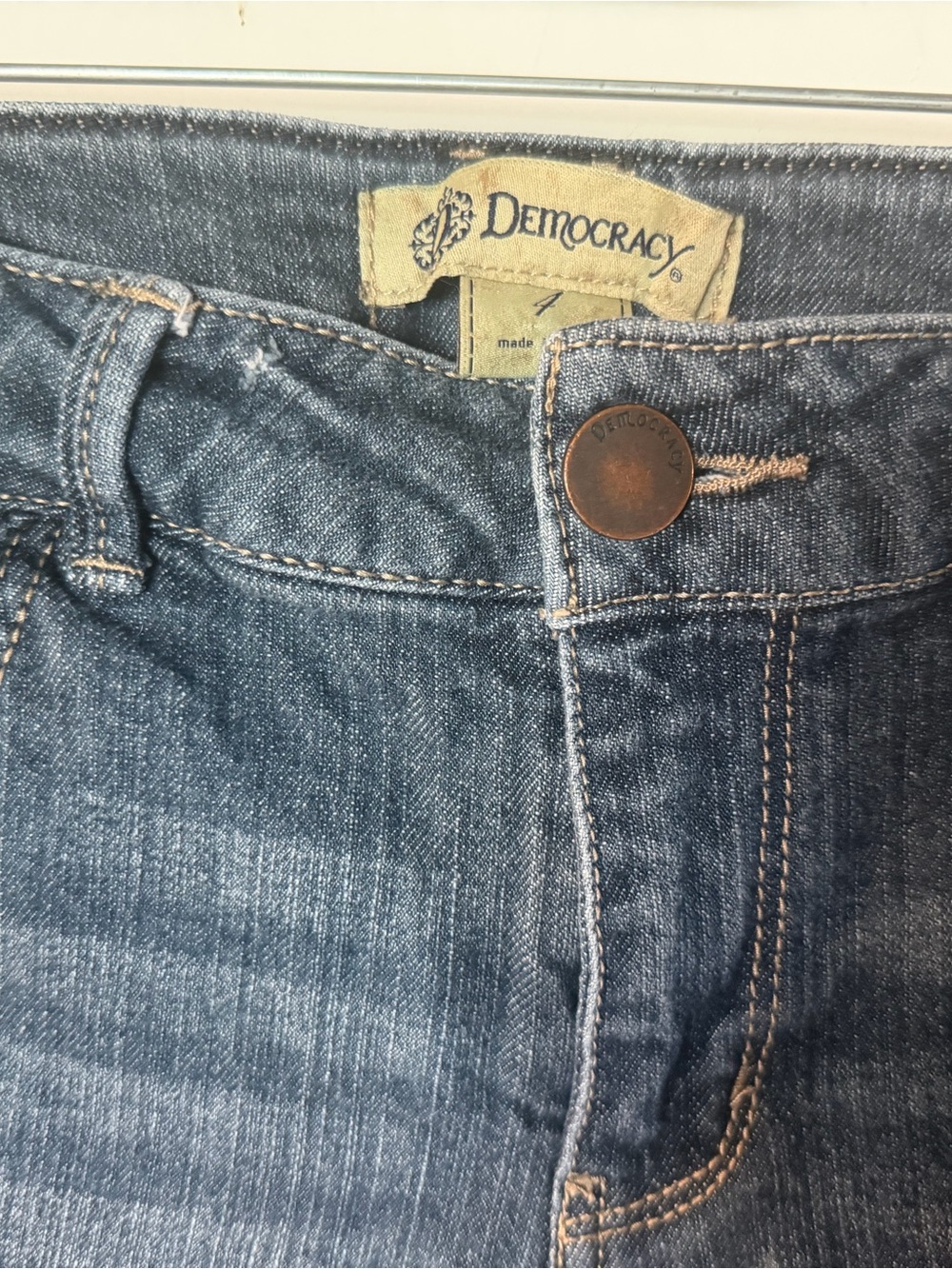 Democracy Blue Denim Embroidered Fringe Jean Shorts - Picture 3 of 12